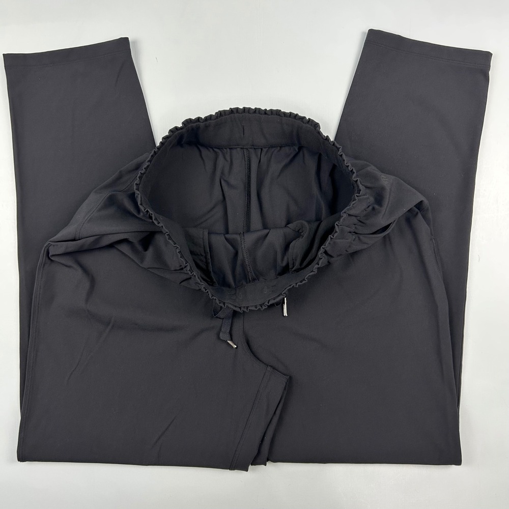 Lululemon Stretch High-Rise Pant Black Straight Leg Drawstring Trousers 7/8 Sz 8 - Picture 2 of 9
